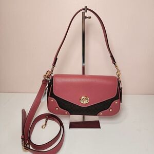 NWT Coach CE639 Signature Millie Shoulder Bag Brown Pink